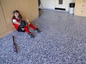 Garage Cabinetry in Tan - Roll on Rock® Flooring System